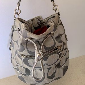 COACH gray/silver drawstring bucket purse- from Poppy Collection